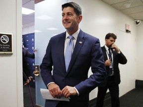 House Speaker Paul Ryan of Wis., leaves a news conference following a GOP caucus meeting, Tuesday, July 24, 2018, on Capitol Hill in Washington.