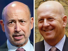 David Solomon, right, will take over from longtime Goldman Sachs CEO Lloyd Blankfein on Oct. 1.