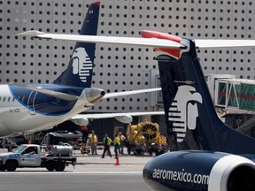Grupo Aeromexico SAB airplanes sit on the tarmac at Benito Juarez International Airport (AICM) in Mexico City, Mexico