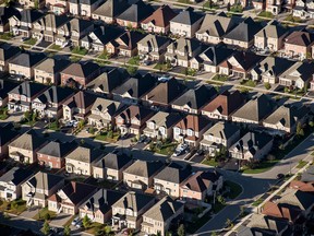 An aerial view of homes in a Toronto neighbourhood.