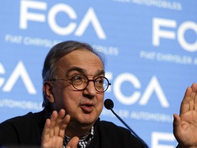 FILE - In this Friday, June 1, 2018 file photo, Fiat Chrysler CEO Sergio Marchionne speaks during a press conference at the FCA headquarter, in Balocco, Italy. The boards of Fiat Chrysler, Ferrari and CNH Industrial have been called to meet in Italy in light of CEO Sergio Marchionne's surgery. The three boards were summoned to separate meetings in Turin on Saturday, July 21 amid the prolonged convalescence of Marchionne, who had shoulder surgery three weeks ago in Switzerland.