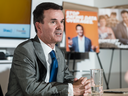 Paul McAleese, president of wireless at Shaw Communications, during a campaign announcement for Freedom Mobile in Toronto, July 31, 2018.