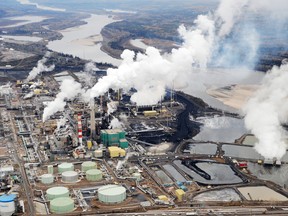 Aerial view of the Suncor oil sands extraction facility.