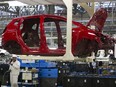 A Honda sits on the production line at a plant in Mexico.