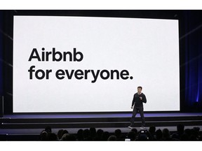 Airbnb co-founder and CEO Brian Chesky speaks during an event in San Francisco on Feb. 22, 2018. One of the world's largest short-term rental platforms is inviting the Trudeau Liberals to create a regulatory regime as its critics have long called for. Airbnb's pre-budget submission to the Commons finance committee says the government needs to recognize the need for new regulations and tax rules for the ever-growing industry.THE CANADIAN PRESS/AP, Eric Risberg