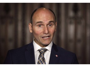 Social Development Minister Jean-Yves Duclos speaks at a press conference on Parliament Hill in Ottawa on May 25, 2018. A government-struck panel is telling the Liberals the federal government needs to rewrite tax rules to help non-profits act like private companies to help fund social services. The report being made public today also suggests the Liberals set aside hundreds of millions in new spending to boost so-called social finance initiatives in Canada.