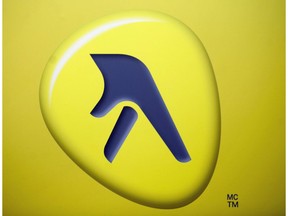 Yellow Media Inc. logo is shown at the company's quarterly results meeting in Montreal on May 6, 2010.