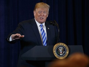 President Donald Trump speaks in Utica, N.Y., Monday, Aug. 13, 2018, at a joint fundraising committee reception in Utica, N.Y.