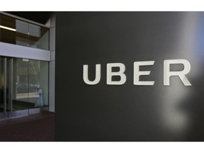 FILE - This March 1, 2017, file photo shows an exterior view of the headquarters of Uber in San Francisco. Toyota will sink a half-billion dollars into Uber and work jointly with the ride-hailing giant to develop self-driving vehicles, a person briefed on the matter said Monday, Aug. 27, 2018.