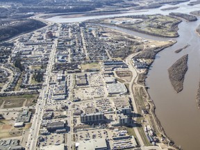 Downtown Fort McMurray, where thousands of workers contribute to the health of the community.