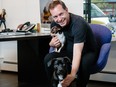 Marcello Leone with his dogs, in his RYU office: "Success is never straight."