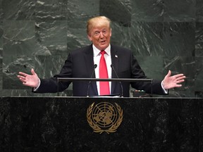 U.S. President Donald Trump addresses the United Nations in New York.