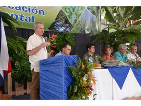 Dole Fresh Fruit President Renato Acuña speaks at the anniversary celebration of Dole's landmark environmental sustainability certification.