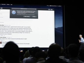 In this June 4, 2018, photo Craig Federighi, Apple's senior vice president of Software Engineering, speaks during an announcement of new products at the Apple Worldwide Developers Conference in San Jose, Calif.  Facebook and other companies routinely track your online surfing habits to better target ads at you. Two web browsers now want to help you fight back in what's becoming an escalating privacy arms race. New protections in Apple's Safari and Mozilla's Firefox browsers aim to prevent companies from turning "cookie" data files used to store sign-in details and preferences into broader trackers that take note of what you read, watch and research on other sites.