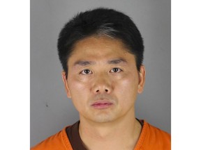 FILE - This 2018 file photo provided by the Hennepin County Sheriff's Office shows Chinese billionaire Liu Qiangdong, also known as Richard Liu, the founder of the Beijing-based e-commerce site JD.com, who was arrested Aug. 31, 2018, in Minneapolis on suspicion of criminal sexual conduct, jail records show. Minneapolis police have finished their investigation into a sexual assault allegation against Liu and have turned the case over to prosecutors. (Hennepin County Sheriff's Office via AP, File)
