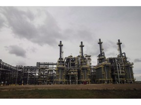 A processing unit at Suncor Fort Hills facility in Fort McMurray Alta, on Monday September 10, 2018. A new study by research firm IHS Markit forecats oilsands emissions intensity to drop by between 16 and 23 per cent in the coming decade.THE CANADIAN PRESS/Jason Franson