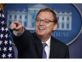 Kevin Hassett, chairman of the Council of Economic Advisers, speaks during the daily press briefing at the White House, Monday, Sept. 10, 2018, in Washington.