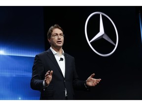 FILE - In this Jan. 9, 2017 file photo Ola Kallenius, member of the Board of Management of Daimler AG, Group Research and Mercedes-Benz Cars Development speaks at the North American International Auto Show in Detroit. Daimler AG said Wednesday, Sept. 26, 2018 that Kallenius will take over as the company's CEO in 2019.