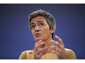 European Competition Commissioner Margrethe Vestager talks to journalists during a news conference at the European Commission headquarters in Brussels, Wednesday, Sept. 19, 2018. The European Union has ruled that Luxembourg did not give the U.S. fast food giant McDonald's a special sweet tax deal and that the non-taxation of some of its profits did not amount to illegal state aid.