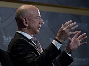 Amazon.com Inc CEO Jeff Bezos speaks at the Economic Club of Washington on Thursday.