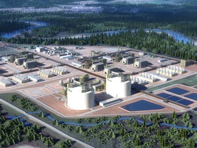 Rendering of the south west side of LNG Canada. The $40-billion project is getting closer to receiving final approval.