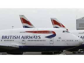 FILE - In this file photo dated Tuesday, Jan. 10, 2017, British Airways planes are parked at Heathrow Airport in London. ﻿﻿﻿﻿﻿﻿﻿﻿ British Airways announced a "very sophisticated malicious criminal attack" on its website Thursday Sept. 6, 2018, that compromised personal credit card information of its customers, and Chief Executive Alex Cruz said Friday the company is "100 percent committed" to compensating customers whose financial information was stolen.