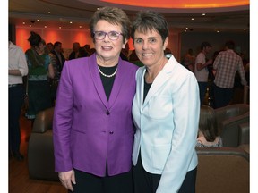 FILE - In this Wednesday June 26 2013 file photo, former professional tennis champion Billie Jean King and Ilana Kloss at the premier of Battle of the Sexes in London.  Billie Jean King and partner Ilana Kloss have joined the Los Angeles Dodgers ownership group. The Dodgers made the announcement Thursday, Sept. 20, 2018. The tennis great says Dodgers owner and chairman Mark Walter and the organization have proven to be leaders in sports on and off the field.