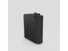 This undated product image provided by NantEnergy shows a zinc-air battery. California-based NantEnergy said Wednesday, Sept. 26, 2018, that it has created a rechargeable zinc-air battery storage system that can provide power at a lower cost than lithium-ion systems. (NantEnergy via AP)