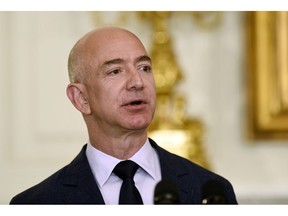FILE - In this May 5, 2016, file photo, Jeff Bezos, the founder and CEO of Amazon.com, speaks in the State Dining Room of the White House in Washington. Bezos said Thursday, Sept. 13, 2018, that he will start a $2 billion charitable fund to help homeless families and open new preschools in low-income neighborhoods.