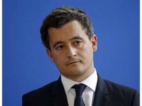 FILE. In this May 17, 2017 file photo shows French minister in charge of the budget, Gerald Darmanin during an handover ceremony in Paris. The French government plans to cut taxes by 24.8 billion euros ($29.2 billion) next year in an effort to boost the economy and create more jobs.