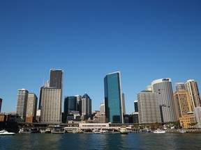 Commercial buildings stand in the central business district in Sydney, Australia. Investa Office Fund has 35 properties stretching from Perth on Australia's west coast to Sydney and the eastern seaboard.