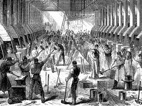 The strength and stamina required for manufacturing steel parts for railway carriages in the 19th century was not an old man's job.