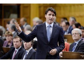 Prime Minister Justin Trudeau speaks during question period in the House of Commons on Parliament Hill, in Ottawa on Tuesday, Oct. 16, 2018.