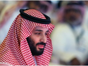 Saudi Crown Prince, Mohammed bin Salman, attends the second day of Future Investment Initiative conference, in Riyadh, Saudi Arabia, Wednesday, Oct. 24, 2018. Saudi Crown Prince Mohammed bin Salman will address the summit on Wednesday, his first such comments since the killing earlier this month of Washington Post columnist Jamal Khashoggi at the Saudi Consulate in Istanbul.