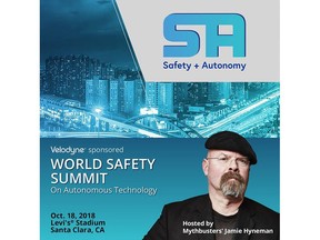 Velodyne LiDAR sponsors the World Safety Summit on Autonomous Technology, hosted by Jamie Hyneman, former host and executive producer of MythBusters.