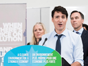 Prime Minister Justin Trudeau, backed by Environment Minister Catherine McKenna and Finance Minister Bill Morneau, announces his carbon-tax rebate plan on Oct. 23, 2018.