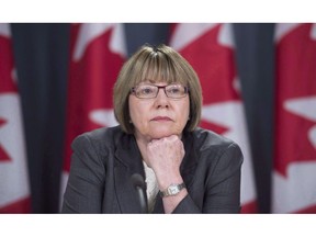 Anne McLellan, leader of the federal task force on marijuana, listens to a question during a news conference in Ottawa on December 13, 2016. The former chair of the federal cannabis task force says she expected the initial celebration of recreational weed legalization - but it's now time for everyone to play by the rules.
