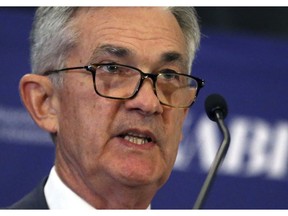 Federal Reserve Chairman Jerome Powell speaks at the annual meeting of the National Association for Business Economics, Tuesday, Oct. 2, 2018, in Boston.