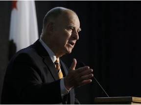 FILE - In this June 29, 2018, file photo, California Gov. Jerry Brown speaks at a forum in Sacramento, Calif. Brown signed the nation's toughest net neutrality measure Sunday, Sept. 30, requiring internet providers to maintain a level playing field online.