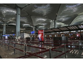 Istanbul's new airport ahead of its opening, Monday Oct. 29, 2018. Turkey's President Recep Tayyip Erdogan is set to inaugurate Istanbul's new airport, slated to be the world's biggest, a megaproject that he has pushed to meet its symbolic deadline. The airport will start operations on the 95th anniversary of Turkey's establishment as a republic Monday but will initially only serve limited destinations.