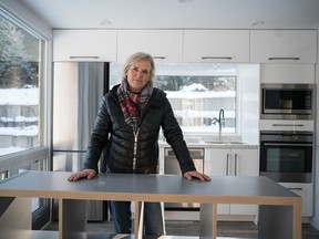 Kathy Ratchford in one of her completed container homes.