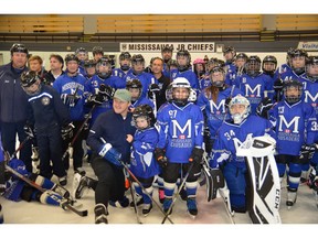 Toronto Maple Leafs defenceman Morgan Rielly with Mississauga Crusaders Special Hockey Club