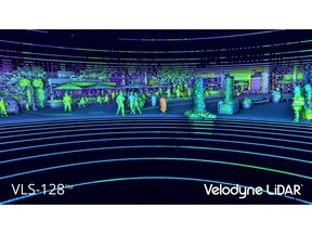 Point Cloud from the Velodyne VLS-128™: providing industry-leading range and resolution to detect vehicles and people with unrivaled precision.