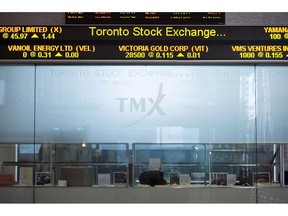 The Toronto Stock Exchange Broadcast Centre is shown in Toronto on June 28, 2013.