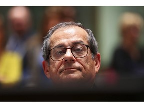 Italian Finance Minister Giovanni Tria sits during a meeting of Eurogroup Finance Ministers at the European Council headquarters in Brussels, Monday, Nov. 5, 2018. Finance Ministers from the 19 nations using the euro currency gather in Brussels on Monday to debate draft budget plans amid tensions over whether Italy's planned spending package breaks promises to cut public debt.