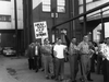 GM strikers in front of the Mary Street Plant, in Oshawa, Ont., September 1955.