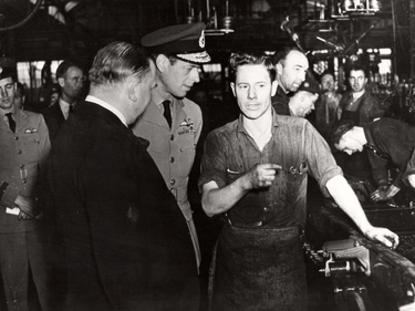 Prince George, the Duke of Kent, visiting the GM plant in Oshawa, Aug. 23, 1941.