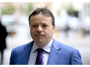 FILE - This July 10, 2016 file photo shows Arron Banks in London. Britain's National Crime Agency is investigating one of the leaders of the campaign to take Britain out of the European Union over suspected illegal campaign funding during the country's EU membership referendum, it was announced Thursday, Nov. 1, 2018. The Electoral Commission says wealthy businessman Arron Banks, his group Leave.EU "and other associated companies and individuals" are subject to a criminal investigation. It concerns over $10.3 million reportedly loaned or given by Banks to a pro-Brexit group.