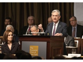Federal Reserve Board Chairman Jerome Powell speaks at the Economic Club of New York, Wednesday, Nov. 28, 2018, in New York.