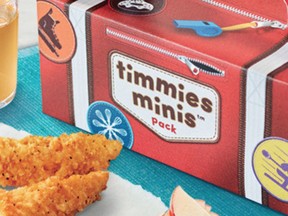 Tim Horton's new kids' menu features grilled cheese sandwiches, chicken strips and cream-cheese chicken wraps.